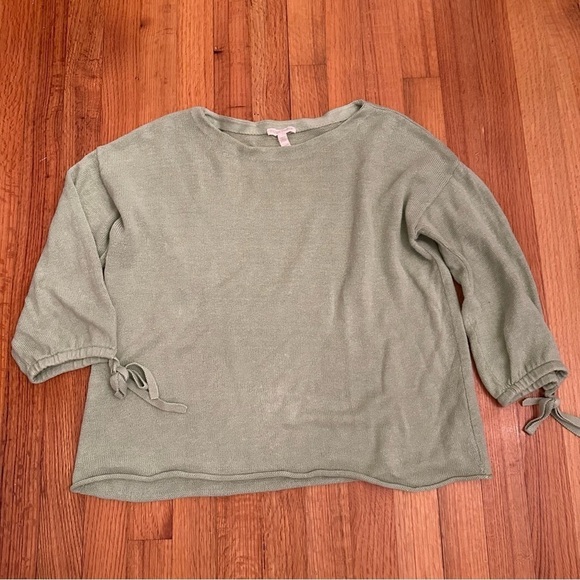 Eileen Fisher Sweaters - Eileen Fisher Sweater  Organic Linen Tie-Cuff  Light Green Women’s Sz XS #